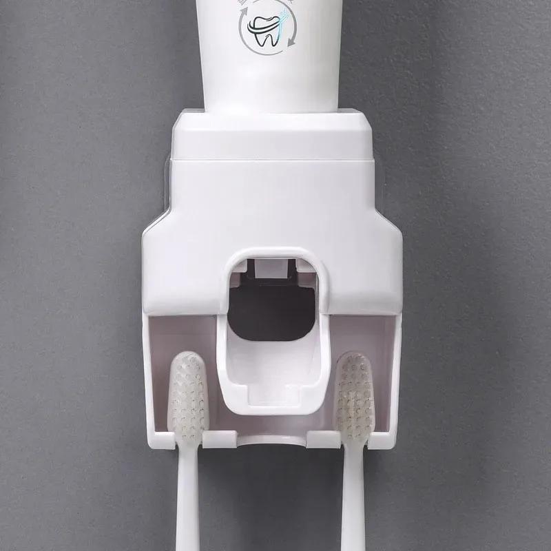 Wall Mounted Toothbrush Holder Toothpaste Squeezer Multifunction Automatic Toothpaste Dispenser Bathroom Toothbrush Stand Rack