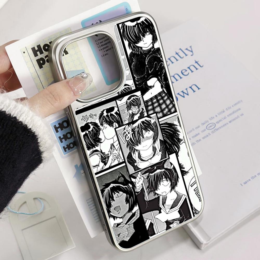 Урабе Микото милый японский узор Чехол для телефона для iPhone 16 15 14 13 12 11 Pro Max Овечья кожа Серебристый край Защитный чехол