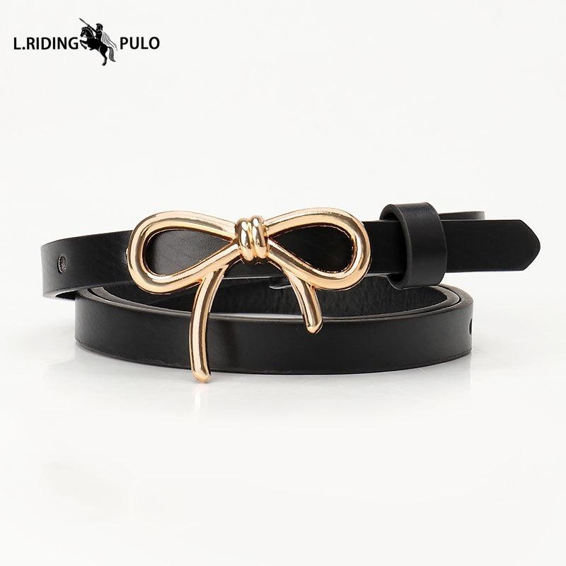 Украшение в виде бантика ПУ кожа Высококачественный тонкий ремень Подходящая одежда Высококачественный женский тонкий ремень