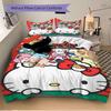 3pcs Hello Kitty Christmas Celebration Printed Quilt Set - Includes 1 Quilt Cover and 2 Pillowcases, Machine Washable - Suitable for All Seasons.