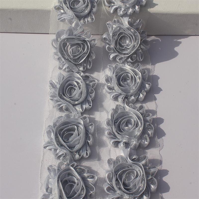 1y 2.5 дюймов блестящие цветы из ткани для принцессы девочек повязки на голову аксессуары для волос детские рубашки туфли своими руками поделки цветы