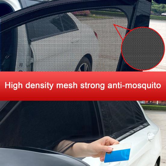 1 Pair Car Rear Window Sunshade UV Protect Shield Mesh Prevent Mosquito Sunshine Privacy Protection Elastic Folding Curtain for Most Vehicles Sedans