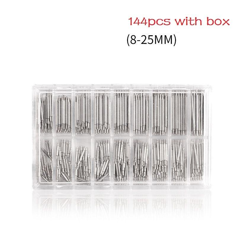 144pcs/set 8-25mm Watch Band Spring Bars Strap Link Pins Watch Repair Tools