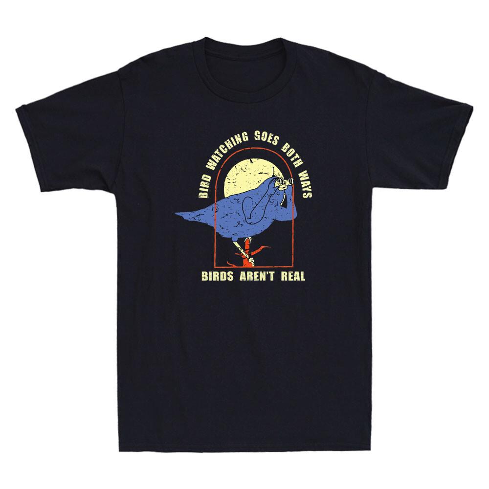 Bird Watching Goes Both Ways Funny Birds Meme Vintage Men039;s T-Shirt Cotton Black Unisex T-Shirt