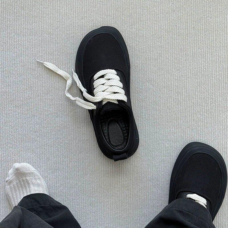 Casual Commuter Board Shoes Men'S British Style Summer Breathable Thick Sole Heightening Cleanfit Shoes Big Head Canvas Shoes