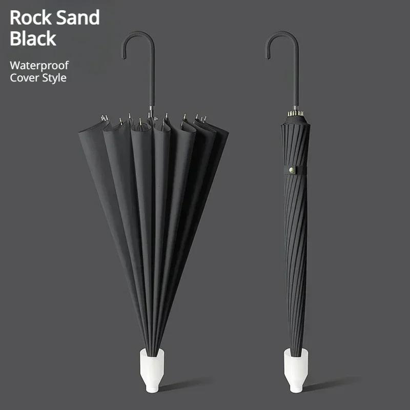 16 Bone Small Umbrella Long Straight Rod Umbrellas Handle Long PVC Waterproof High Density Durable Sturdy Solid Color Umbrella