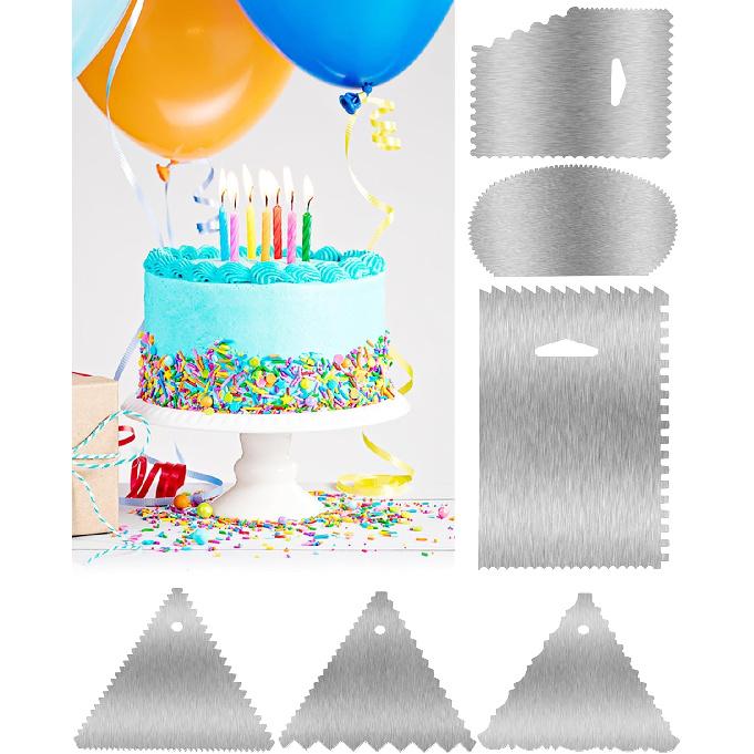 New 6pcs Cake Scraper 430 stainless Decorating Comb and Icing Smoother