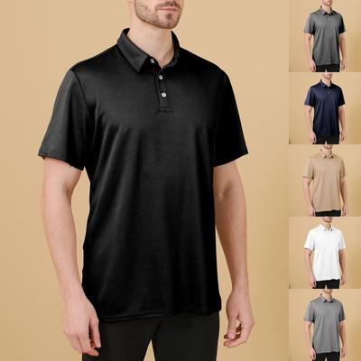 Мужская рубашка с коротким рукавом и тремя пуговицами и лацканами