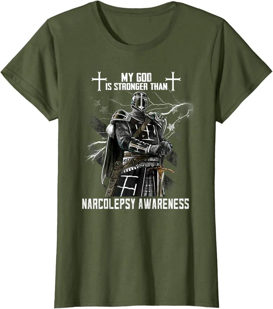 My God Is Stronger Than. Narcolepsy Awareness Templar T-Shirt. Premium Cotton Short Sleeve O-Neck Mens T Shirt New