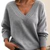 Fashion Loose V-neck Pullover Plus Size Knitted Sweater Woman Autumn Winter New Casual Sweaters for Women Solid Elegant Simple Warm Knitwear Tops 1169