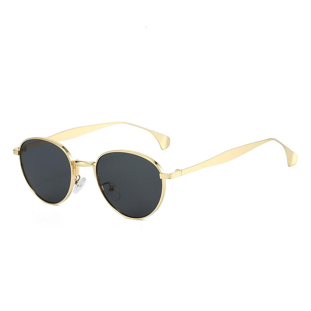 Oval small frame sunglasses, UV protection, metal retro eyewear, suitable for outdoor photography