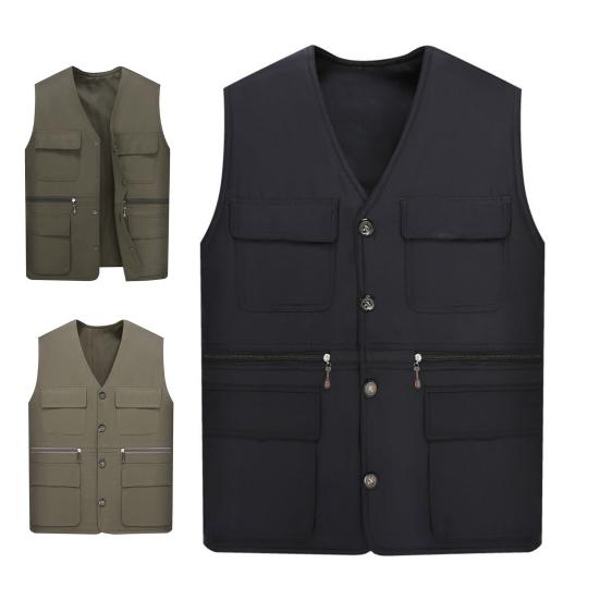 Мужской рабочий жилет, жилет с несколькими карманами, однотонная свободная уличная одежда, осенне-зимний комбинезон больших размеров, жилет, куртка для улицы
