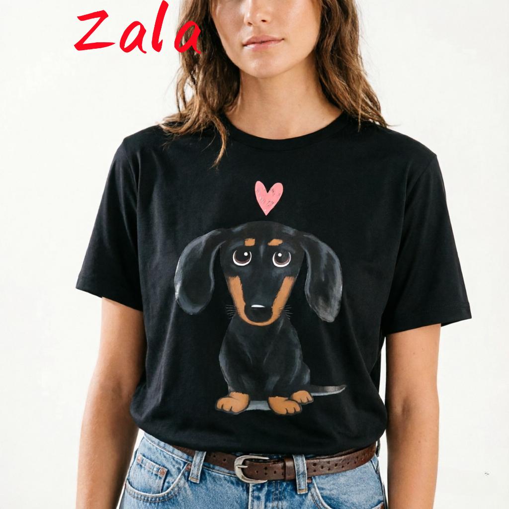 Black And Tan Dachshund With Heart Y2k Unisexs Tshirt Female Summer Cartoon Wiener Dog Fashion Tee Top Casual Unisexs Clothing
