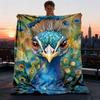 1pc Peacock Feather Throw Blanket Polyester Fiber, Lightweight Flannel, Soft & Warm, All Season Use for Outdoor, Camping Digital Print