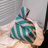 Вязаная сумка ручной работы, женская мини-сумка на запястье с узлом, женская повседневная цветная сумка-тоут в широкую полоску, студенческая многоразовая сумка для покупок