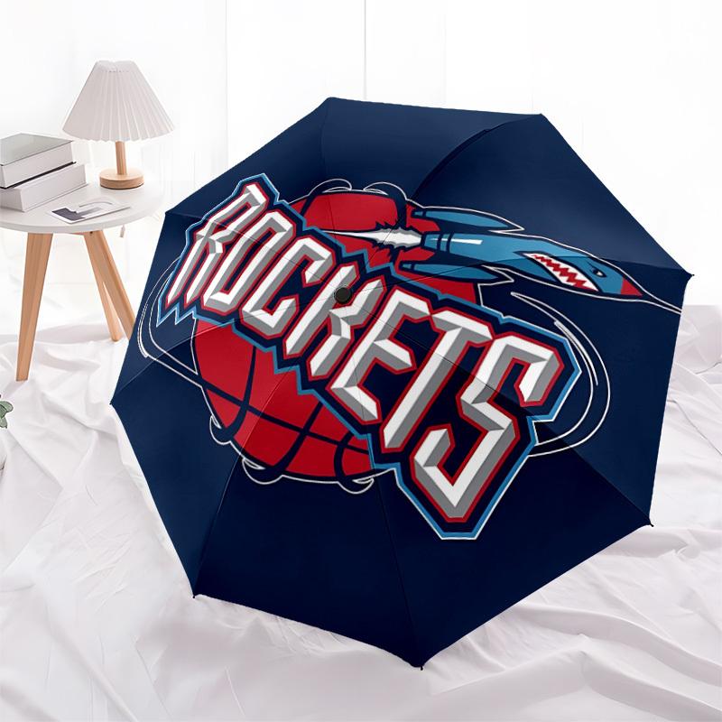 Rockets Basketball Automatic Folding Umbrella - Lightweight, Retractable Design with 8-Rib Durability, Perfect for Outdoor Adventures, Fashi