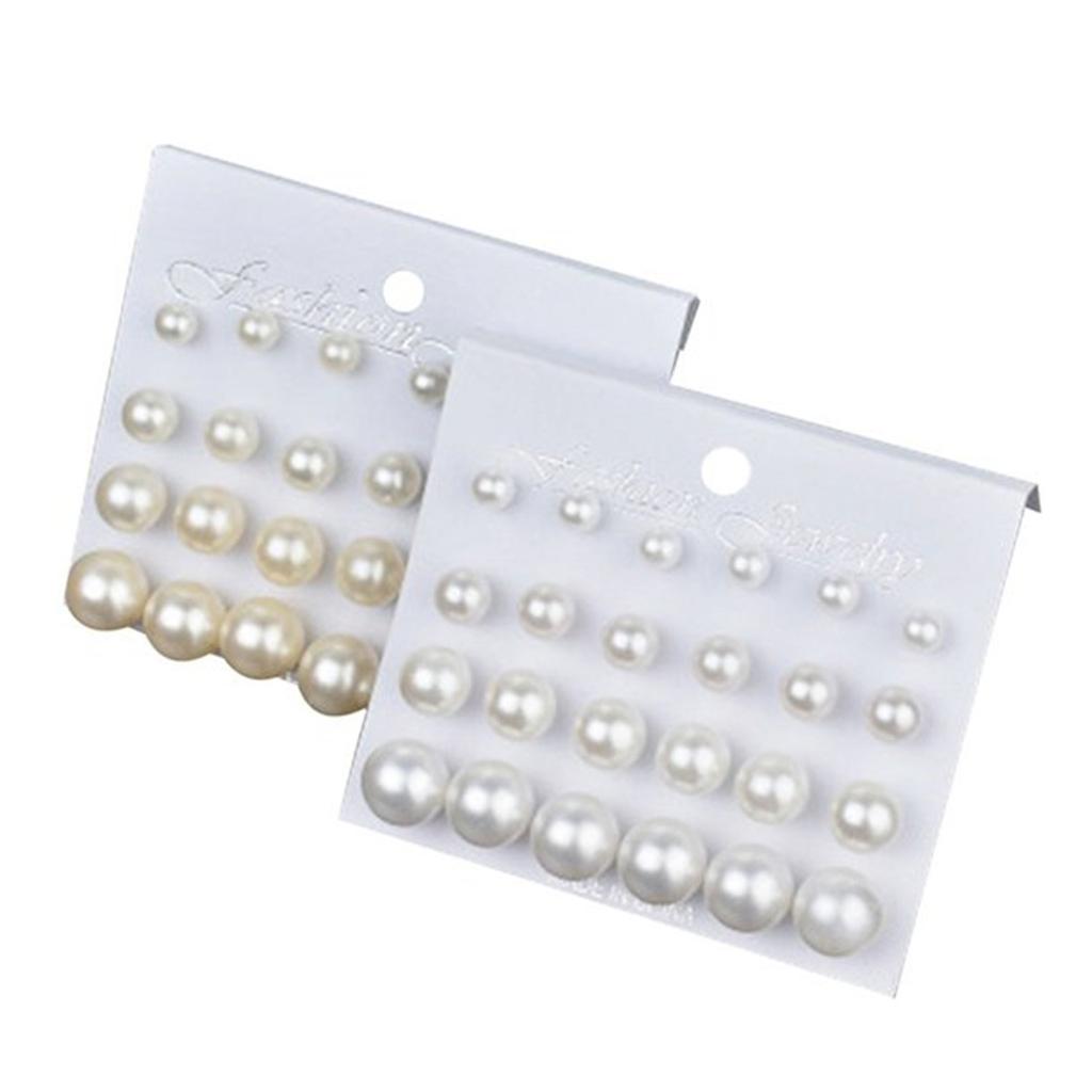 New Fashion 6mm/8mm/10mm/12mm 12 Pairs/set Simulated Pearl Earrings For Women Jewelry Pendientes Fashion Stud Earrings