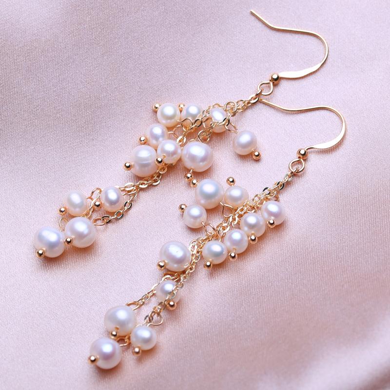 KNIKOO Зеленые серьги-капли для женщин, модные серьги с натуральным пресноводным жемчугом, ювелирные изделия для подарков на свадьбу