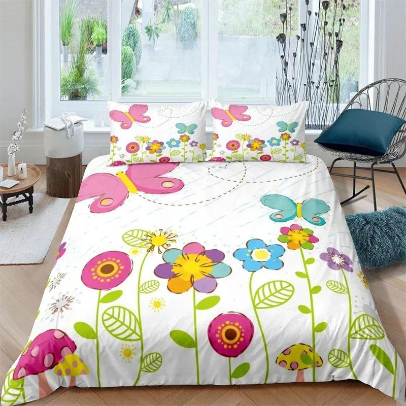 Комплект постельного белья Rustic Flower White из микрофибры с изображением листьев деревьев и цветов, комплект пододеяльников с 3D-принтом и наволочками, декор комнаты