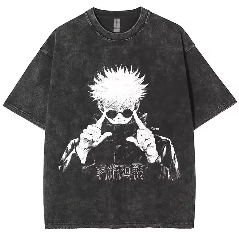 Unisex Anime Jujutsu Kaisen Gojo Satoru T Shirts Washed Men Women 100Cotton T-Shirts High Quality Retro for Men Women Tops Tees