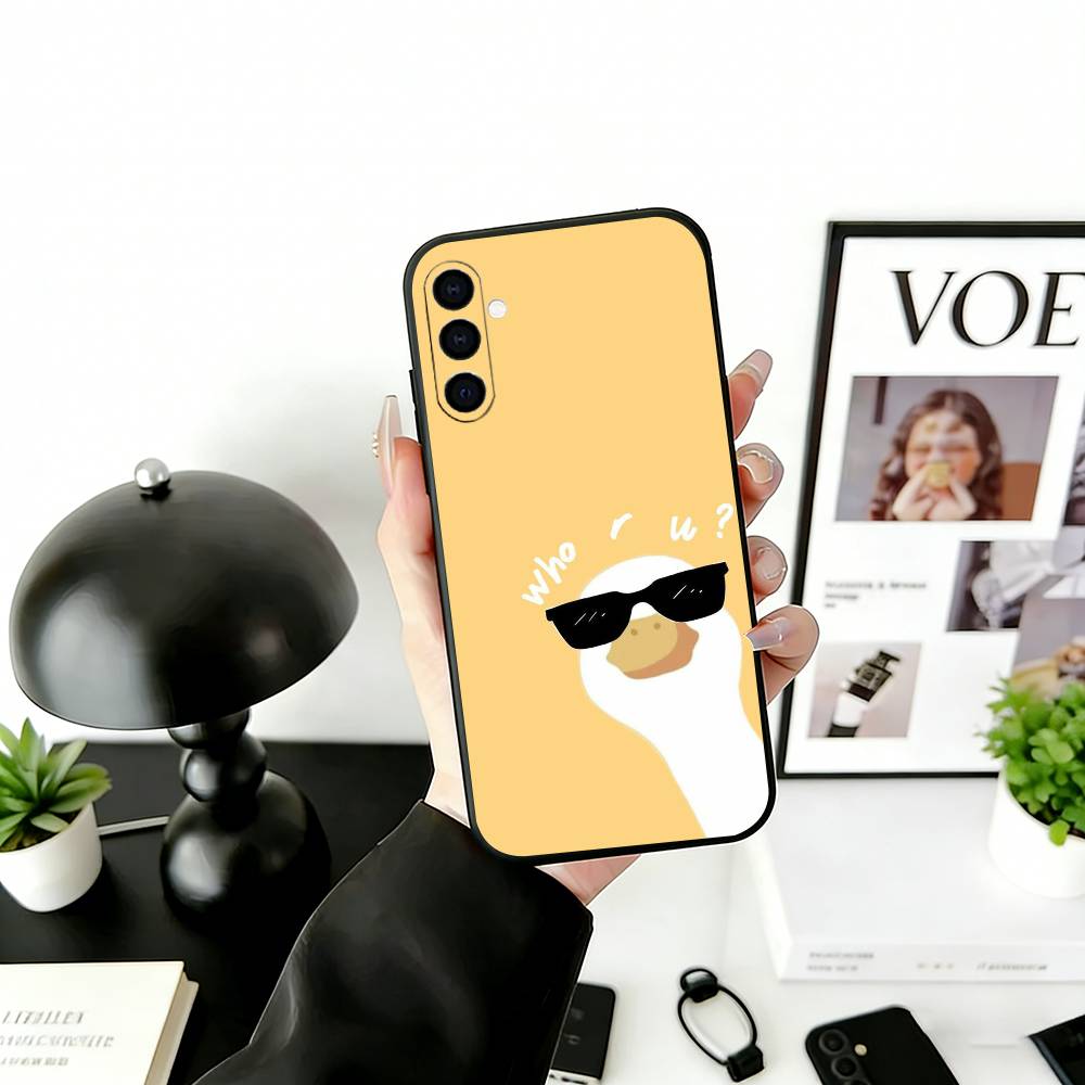 Duck Phone Case Black Silicone Soft For Samsung Galaxy A73,A72,A71,A70,A53,A52,A51