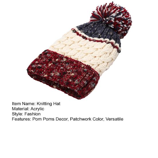 Женская зимняя вязаная шапка с помпонами, декоративная, лоскутная, осенне-зимняя жаккардовая шапка, ветрозащитная, дышащая, головной убор