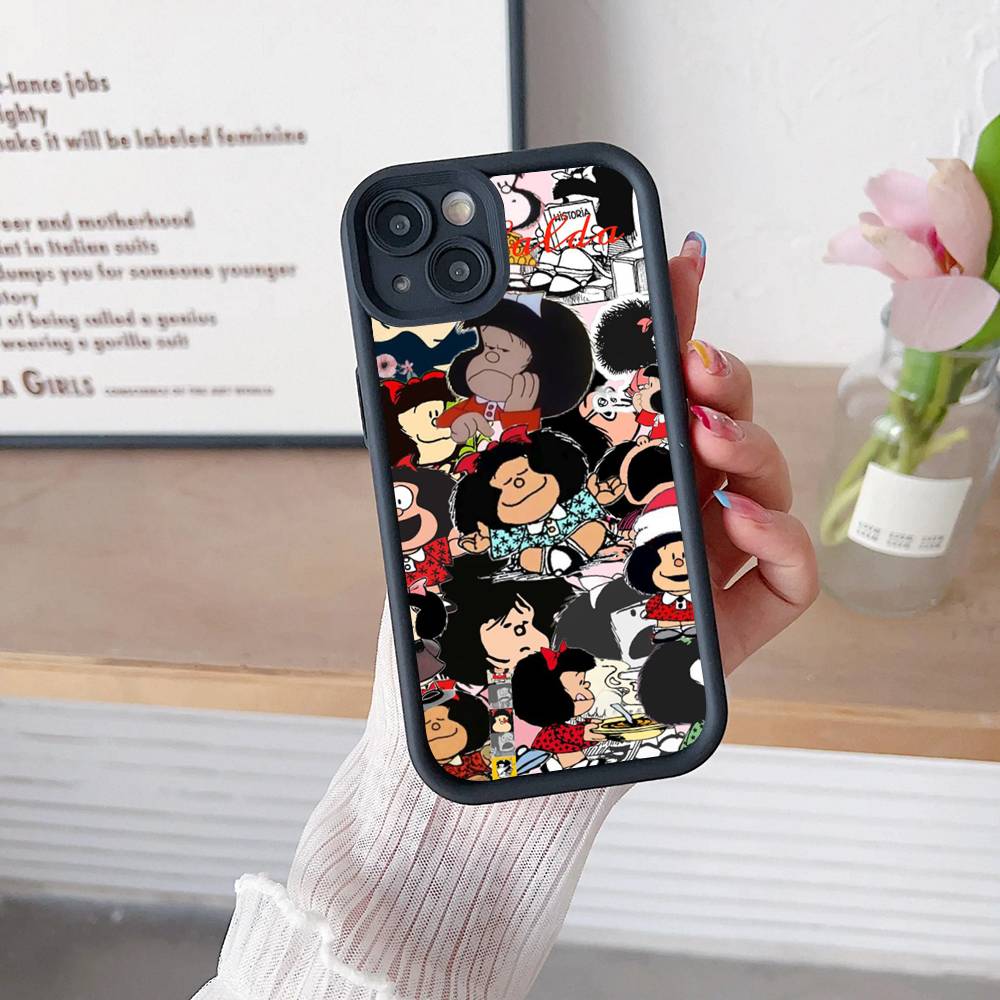 Мультяшный чехол для телефона МафальдаS для IPhone 16 15 14 Plus 13 12 11 17 Pro Max Pro Мягкая крышка