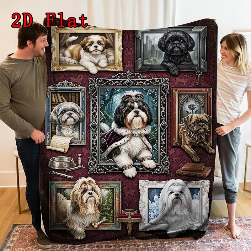 Royal Canine Portraits 2D Flat Pattern Flannel Blanket, High quality All Seasons, Home Decor, Warmth and Comfort, Perfect for Christmas Gifts.