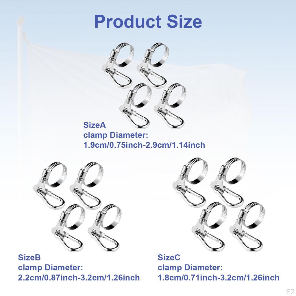 4 Pieces Flag Pole Clips Rings Flagpole Clamp, Grommet for Gardens