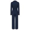 Womens Fashion Jumpsuit Button Front Design Casual Solid Color Turn Down Collar Long Sleeve Coverall