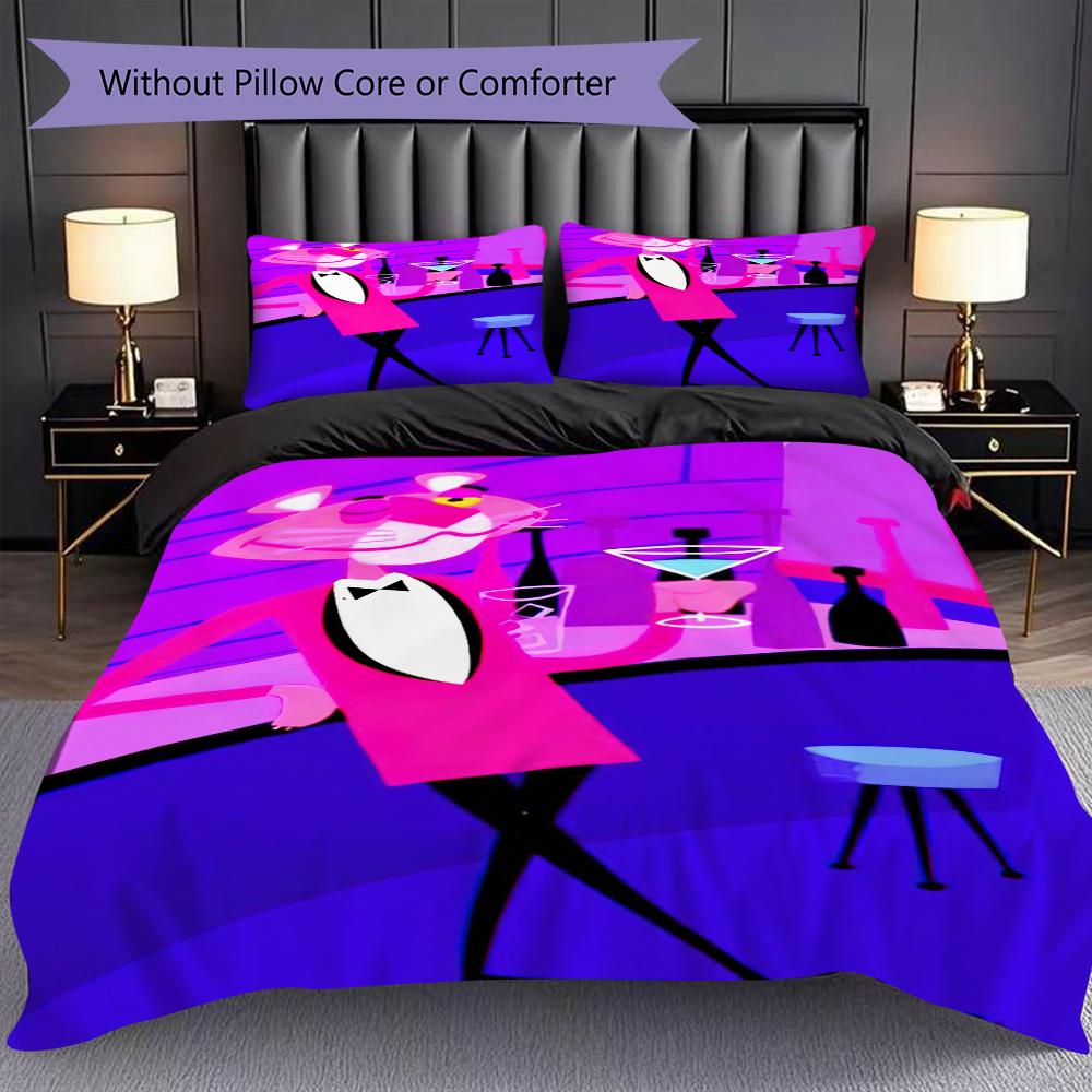 Pink Panther Paw Print Bedding Without Core 1 Duvet Cover 2 Pillowcase Without Core Bedding Set Christmas Birthday Gift Soft And Comfortable