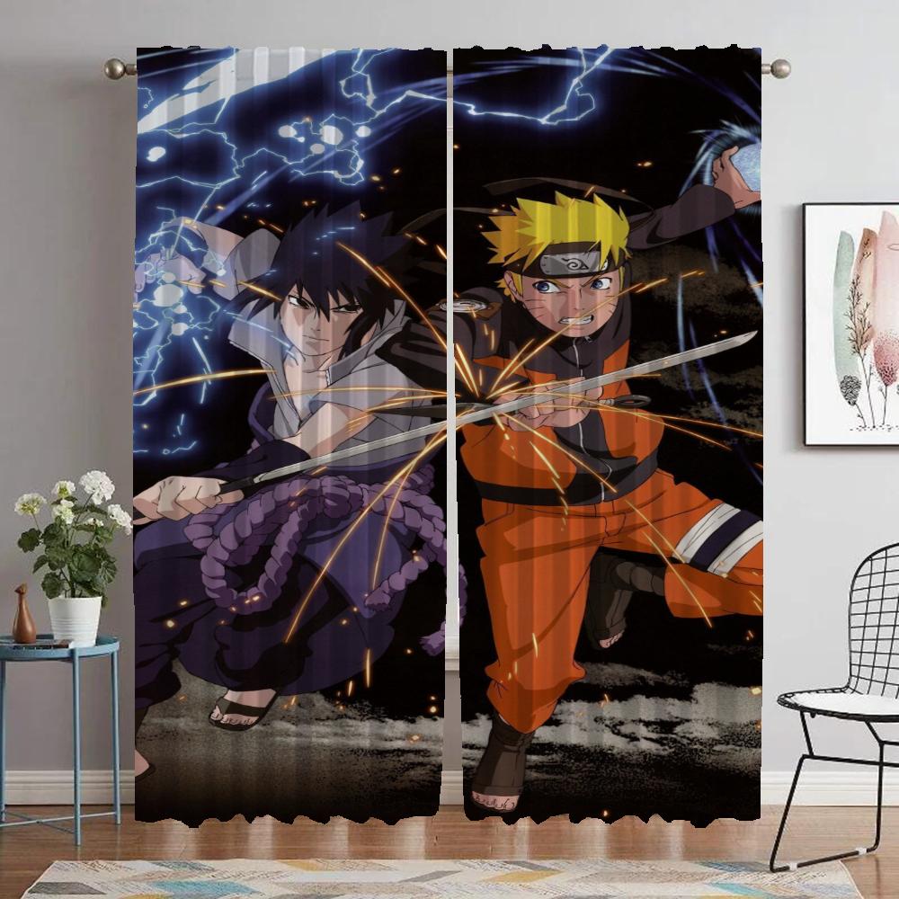 Narutos Home Interior Curtains for Camera Modern Living Room Curtains 2 Pieces Halloween Decoration Blackout Curtain Shades