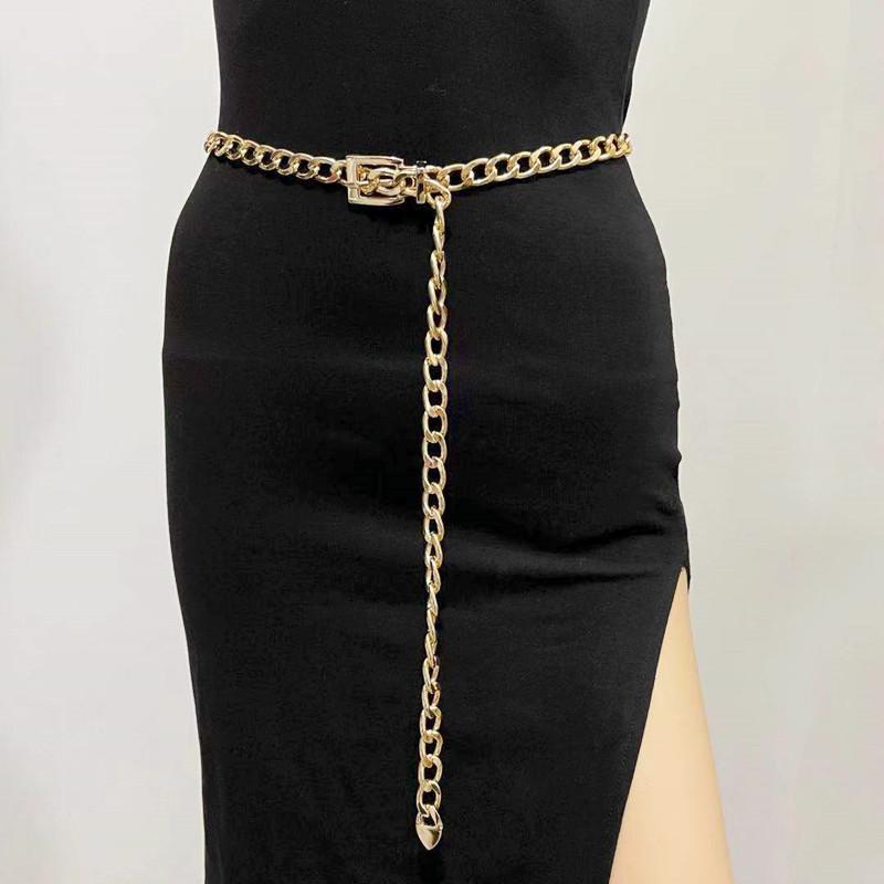 European and American Simple Thick Chain Belt Buckle Waist Chain for Women Fashion Trendy Waist Decoration Personalized Punk Metal Chain Waist Chain