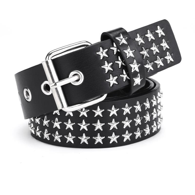 Personalised Punk Studded Belt with Star Pattern Women's Trendy Jeans Accessories Fashion and Versatile Student Belt