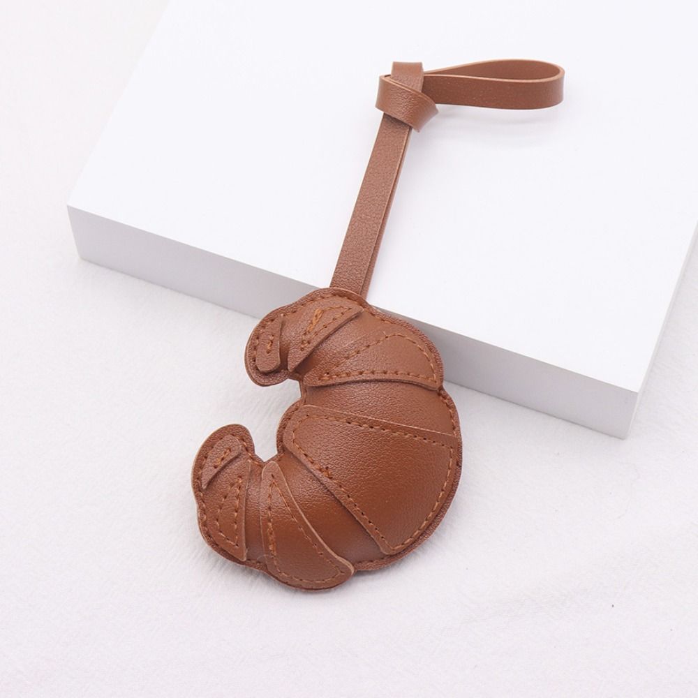 Cartoon Croissant Keychain PU Leather Bag Pendant Lovely PU Leather Hanger Women