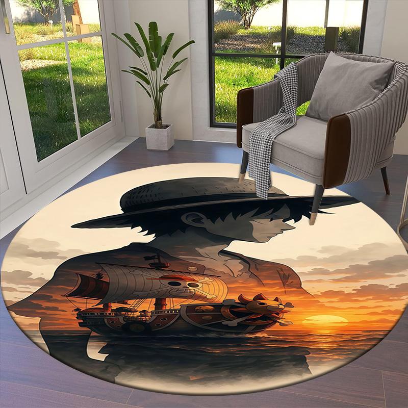 Luffy D Round Area Rug Carpet Rug For Living Room Bedroom Sofa Playroom Decor Nonslip Floor Mat