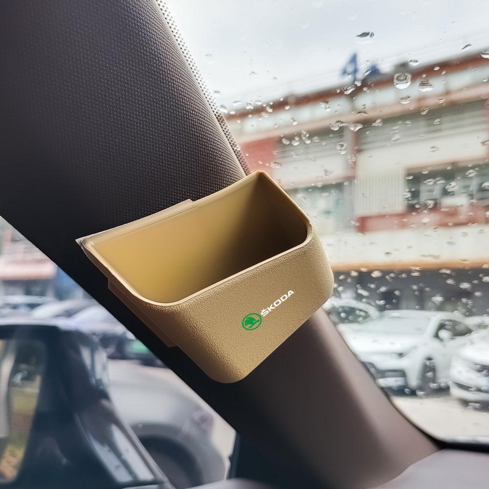 tgcyx7 Car Interior Side Door Storage Box Stowing Tidying Hanging Holder For Skoda Rapid Octavia A5 S Kodiaq Fabia A7 VII Kamiq Karoq
