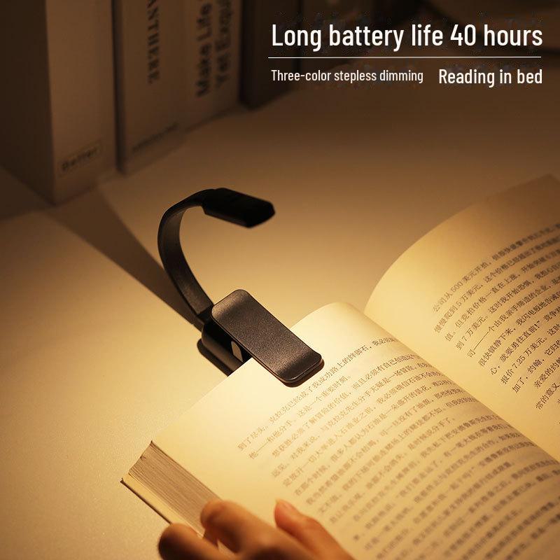 Мини-светильник для чтения с зажимом для книг - защита глаз, перезаряжаемый, для студентов, для общежития, ночник для спальни