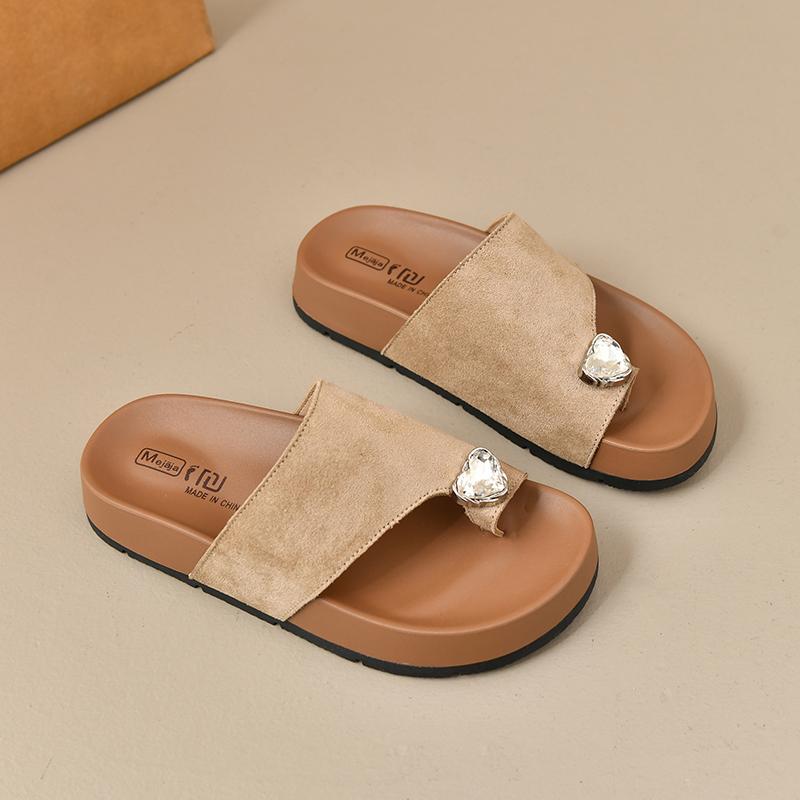 Модные женские балетки шлепанцы сандалии с кристаллами и зажимом для пальцев новые модные туфли от дизайнера 2025 летние повседневные шлепанцы с открытым носком женские сандалии