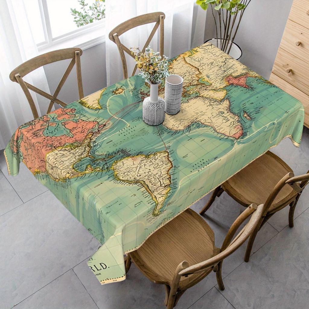 Викама Американский Ретро Водонепроницаемая Маслостойкая Скатерть Литературная Карта Мира Ресторан Кабинет Кофейня Универсальный Декор в Стиле Инс