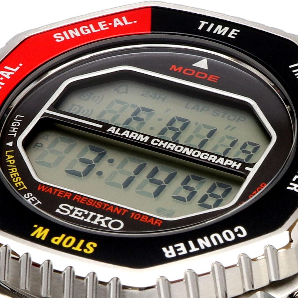 SEIKO Rotocall Reissue Дизайнерская модель Цифровые кварцевые часы SMGG19P1 Серебристый Красный x Черный Безель [ d]