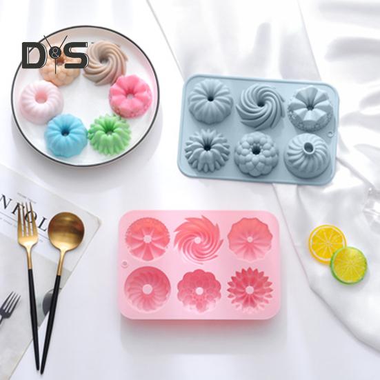 Сплошная цветная форма для выпечки с 6 отверстиями, пищевая прочная силиконовая форма для пончиков, шоколадных десертов, противень для выпечки