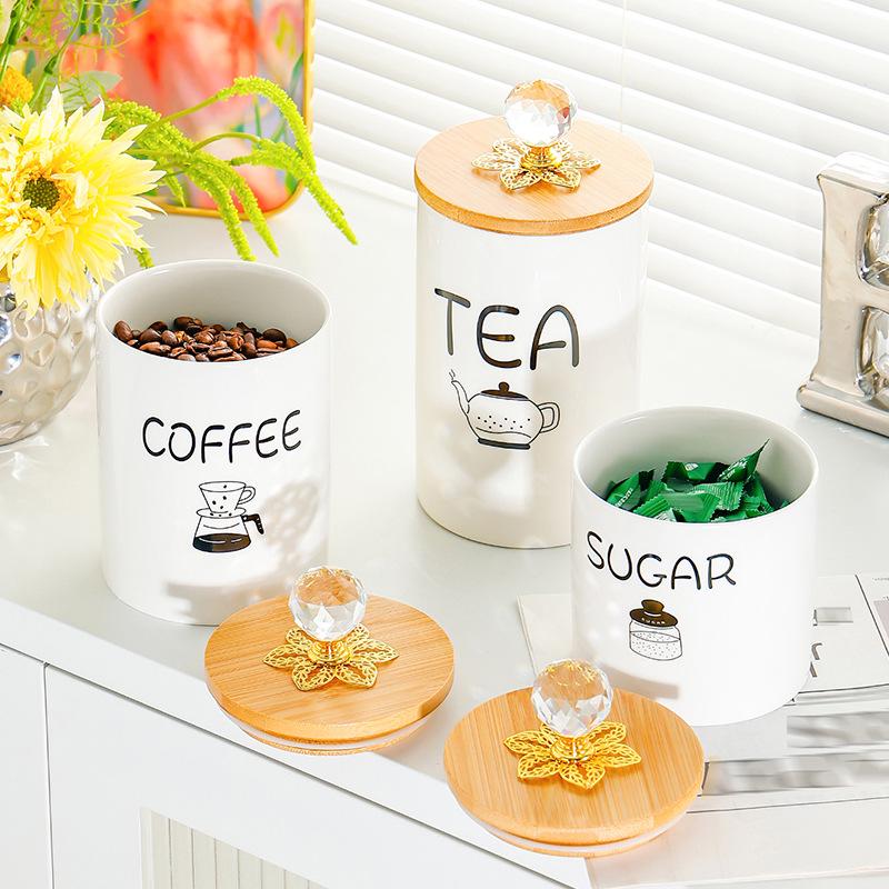 White Ceramic Moisture-Proof Storage Jars with Lids - Ideal for Sugar, Tea, and Beans