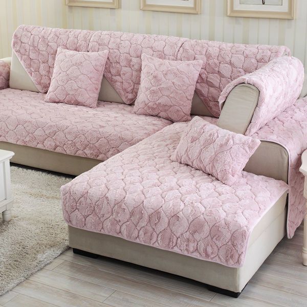 Утолщенный плюшевый коврик для дивана, зимний теплый и нескользящий диван-полотенце, минималистичный современный пылезащитный чехол для дивана «все включено»