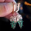1 Pair Long Green Grape Drop Earrings for Women Elegant Green Zircon Earrings Gold Color Vintage Jewelry