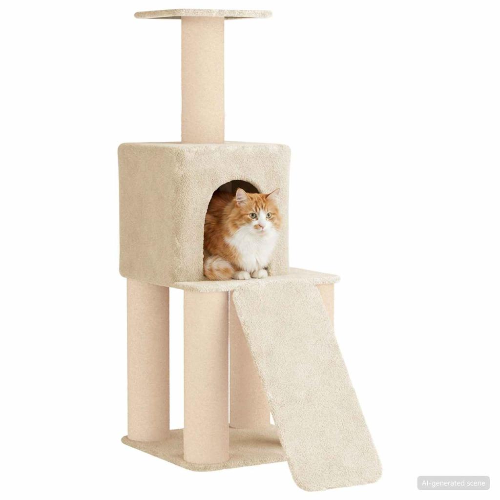 Cat Tree with Sisal Scratching Posts Cream 146 cm