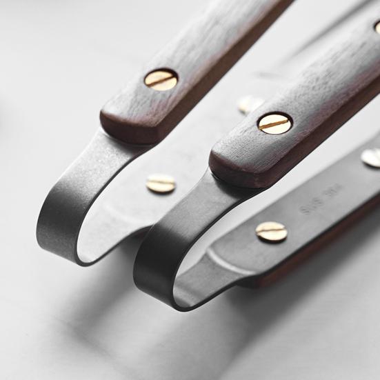 Щипцы из нержавеющей стали, зажим для еды с ручкой из грецкого ореха, термостойкие щипцы для барбекю, для жарки, сервировки, элегантный кухонный инструмент