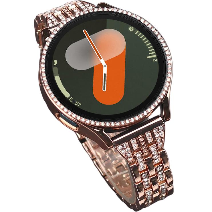 Bracelet + Case with Built-in Glass for Samsung Galaxy Watch 7 40mm, Rose Gold