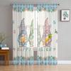 Easter Bunny Dwarf Egg Flower Tulle Curtains For Living Room Bedroom Voile Sheer Curtain Window Home Decor Drapes