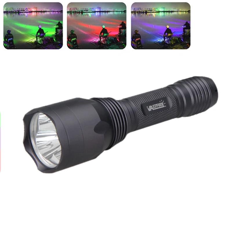 Tactical Flashlight Green/Red/ UV Light 3 Colors Hunting Flashlight Handheld Lantern Portable Torch Outdoor Waterproof Lantern